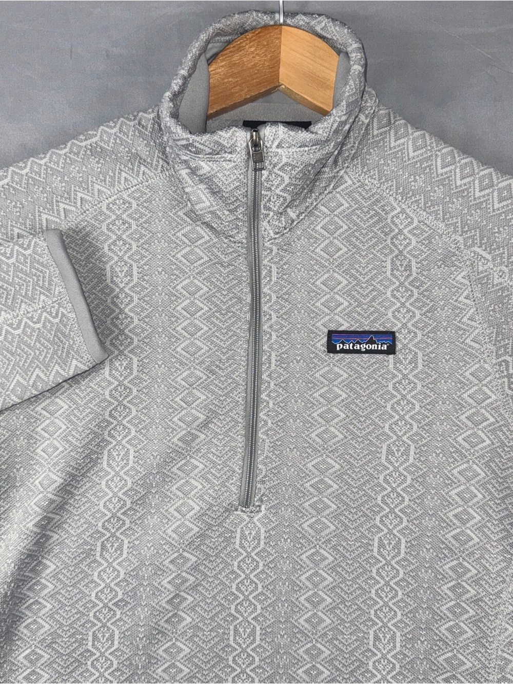 Patagonia Better Sweater 1/4 Zip Fleece Pullover Nordic Geometric Gray Womens S - Picture 7 of 10